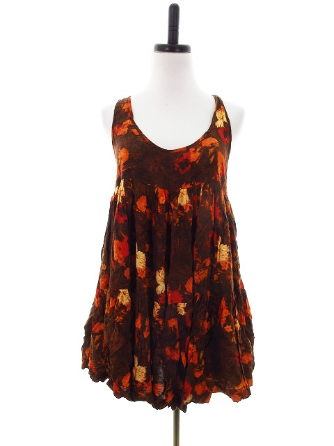 ワンティースプーン One Tea Spoon ワンピース ミニ ノースリーブ 総柄 8 茶 ブラウン Mo レディース 192 ベクトルパーク