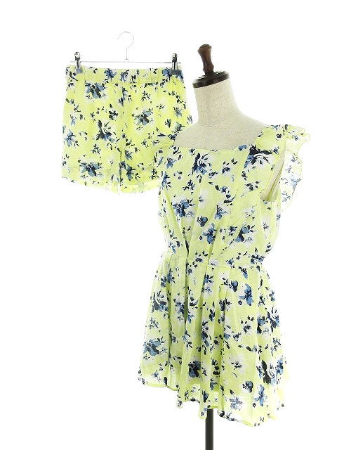 未使用品 ミスティウーマン Mysty Woman セットアップ 上下 カットソー 半袖 オフショルダー 2way パンツ ショート ショーパン 花柄 M 黄 イエロー Ck レディース 192 ベクトルパーク