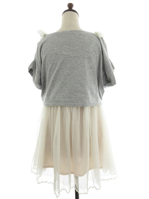 ページボーイ Page Boy セットアップ 上下 ワンピース ミニ ノースリーブ チュール カットソー 半袖 プリント F グレー M1 レディース 192 ベクトルパーク