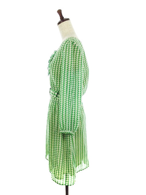 ナチュラルビューティーベーシック Natural Beauty Basic ワンピース ひざ丈 七分袖 総柄 S 緑 グリーン Ck レディース 192 ベクトルパーク