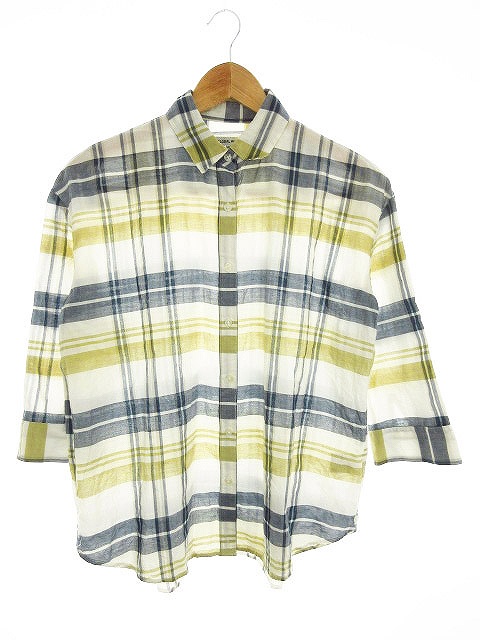 グローバルワーク Global Work シャツ 七分袖 チェック M 白 ホワイト Ck レディース 192 ベクトルパーク