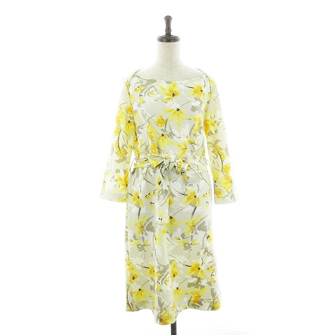 ドゥクラッセ Doclasse ワンピース ひざ丈 七分袖 花柄 M ベージュ Ck レディース 192 ベクトルパーク