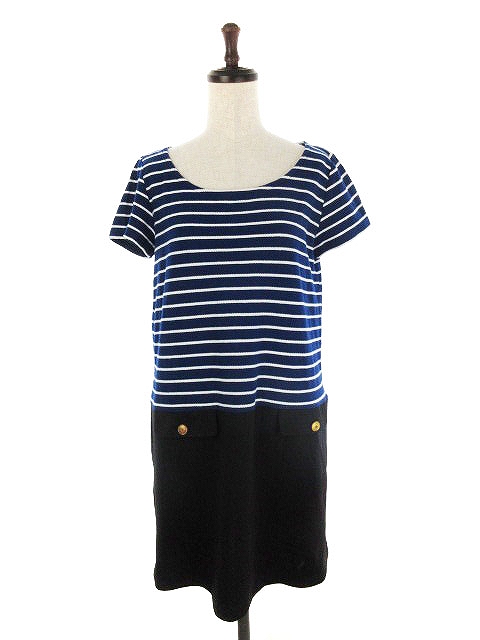 ロペピクニック Rope Picnic ワンピース ミニ 半袖 切替 ボーダー 38 青 ブルー Ck レディース 192 ベクトルパーク