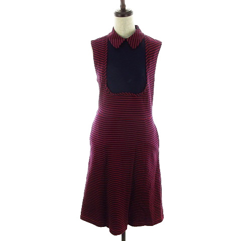 ジーヴィージーヴィー G V G V ワンピース ひざ丈 ノースリーブ ボーダー S 紺 ネイビー M1 レディース 192 ベクトルパーク