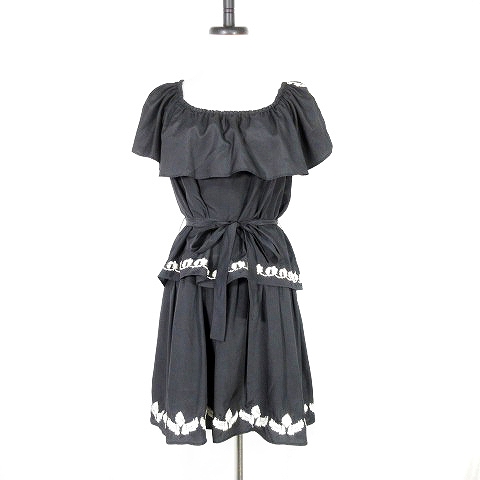 フリーズフレーズ Free S Phrase ワンピース ミニ 半袖 刺繍 M 黒 ブラック Mo レディース 192 ベクトルパーク