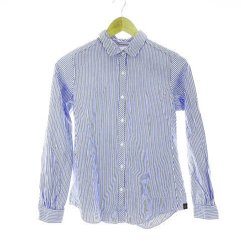ナノユニバース Nano Universe The 1st Floor シャツ 長袖 ストライプ 36 青 ブルー Ck レディース 192 ベクトルパーク