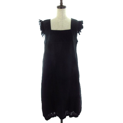 マザー Mother ワンピース ひざ丈 ノースリーブ フリンジ 切替 黒 ブラック M1 レディース 192 ベクトルパーク