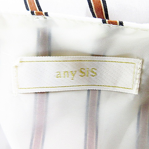 エニィスィス エニシス Anysis ワンピース ひざ丈 半袖 ストライプ 1 白 ホワイト Mo レディース 192 ベクトルパーク