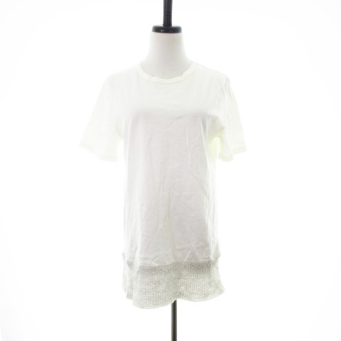 ハレ Hare ワンピース チュニック 半袖 切替 ニット 無地 S 白 ホワイト Mo レディース 192 ベクトルパーク