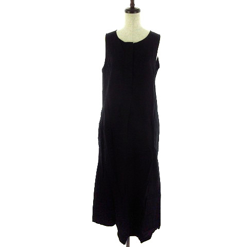 エボニーアイボリー Ebonyivory ワンピース マキシ ノースリーブ 麻混 リネン混 無地 F 黒 ブラック M1 レディース 192 ベクトルパーク