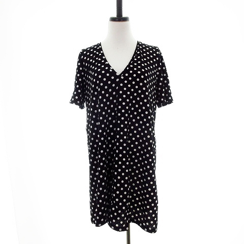 ザラ Zara ワンピース ミニ 半袖 水玉 ドット M 黒 ブラック Mo レディース 192 ベクトルパーク