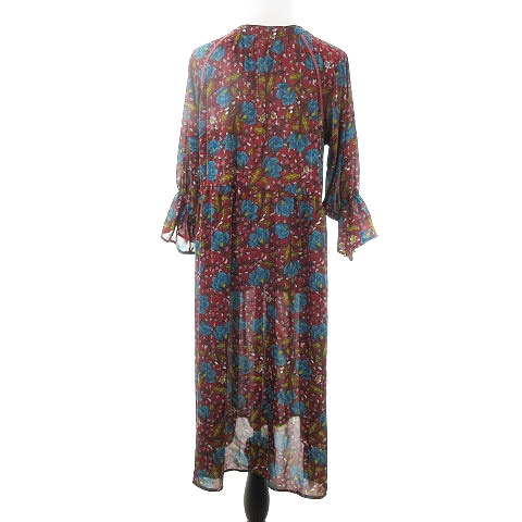 アズノウアズ As Know As ワンピース ミモレ丈 七分袖 花柄 茶 ブラウン M2 レディース 192 ベクトルパーク