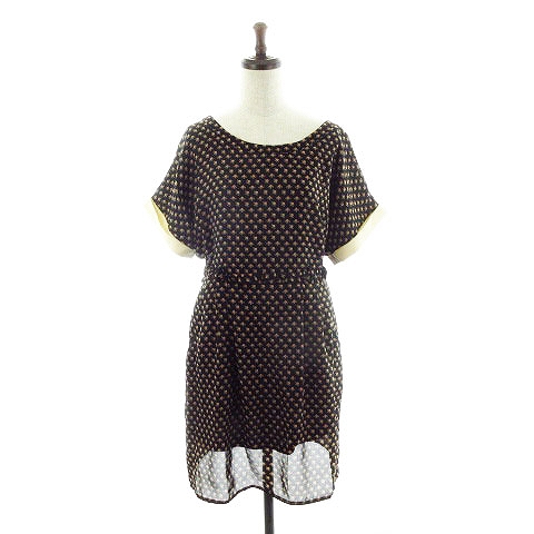 ミスティック Mystic ワンピース ミニ 半袖 総柄 F 黒 ブラック Ck レディース 192 ベクトルパーク