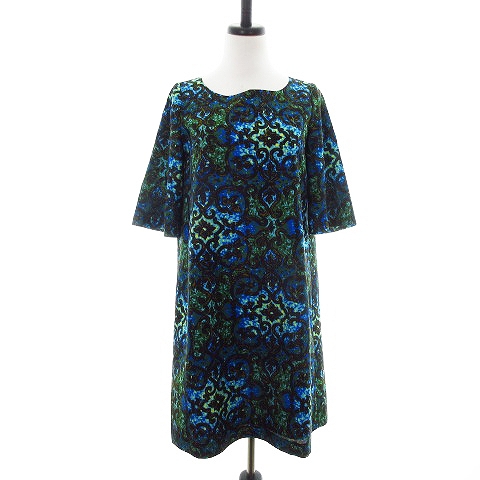 グリーンレーベルリラクシング ユナイテッドアローズ Green Label Relaxing ワンピース ミニ 半袖 総柄 青 ブルー Mo レディース 192 ベクトルパーク