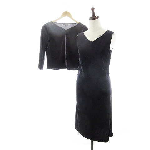 インディヴィ Indivi セットアップ カーディガン 七分袖 ワンピース ロング ノースリーブ 無地 38 黒 ブラック Ck レディース 192 ベクトルパーク