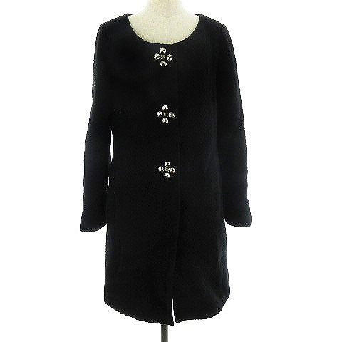 ジュエルチェンジズ Jewel Changes アローズ コート ノーカラー ウール アルパカ混 無地 36 黒 ブラック M2 レディース 192 ベクトルパーク