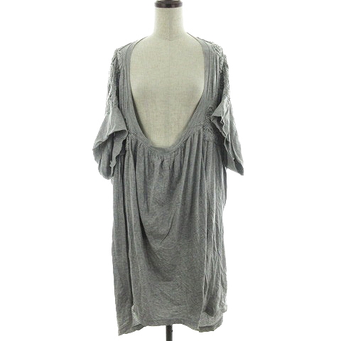 ズッカ Zucca ワンピース ひざ丈 五分袖 コットン 無地 M グレー M2 レディース 192 ベクトルパーク