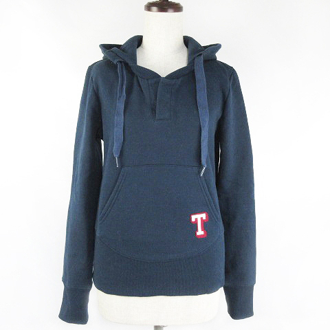 トミーガール Tommy Girl パーカー プルオーバー 長袖 スリットネック ワッペン 総柄 Xs 紺 ネイビー Nf レディース 192 ベクトルパーク