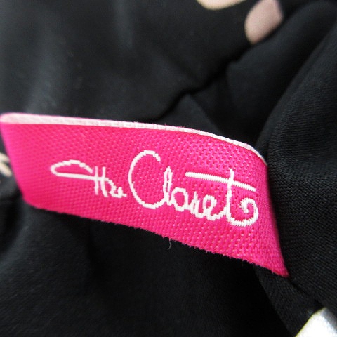ザ クローゼット The Closet ワンピース ミニ ノースリーブ クルーネック 薄手 フラミンゴ柄 黒 ブラック ピンク Ck レディース 192 ベクトルパーク