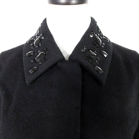 ピーチジョン Peach John Michelle Daniel コート ステンカラー 長袖 比翼ボタン ウール ビジュー 無地 S 黒 ブラック Mm レディース 192 ベクトルパーク