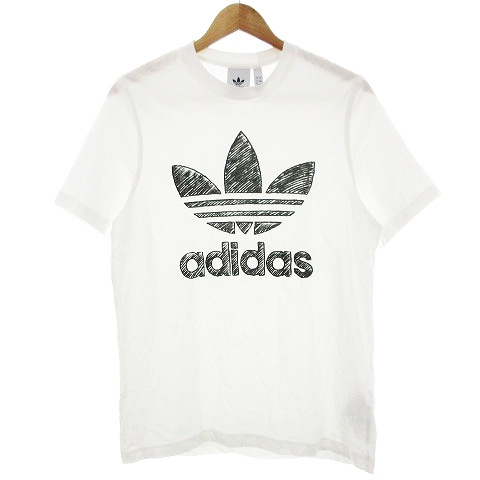 アディダス Adidas Tシャツ カットソー 半袖 クルーネック ロゴ コットン プリント F 白 黒 ホワイト ブラック トップス Mo メンズ 192 ベクトルパーク