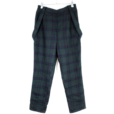 リルニーナ Lil Nina パンツ テーパード サスペンダー チェック M 緑 グリーン ボトムス Mo レディース 192 ベクトルパーク