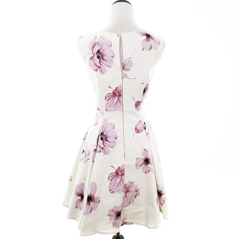 ルージュディアマン Rouge Diamant ワンピース ひざ丈 ノースリーブ クルーネック 厚手 コットン 花柄 38 白 ホワイト Mo レディース 192 ベクトルパーク