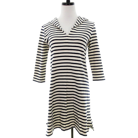 ビームスボーイ Beams Boy ワンピース ひざ丈 七分袖 セーラーカラー コットン 薄手 ボーダー アイボリー 紺 ネイビー Mo レディース 192 ベクトルパーク