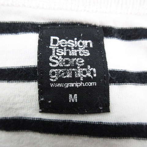 グラニフ Graniph Design Tshirts Store Tシャツ カットソー 半袖 クルーネック コットン ボーダー グラデーション M 白 ホワイト トップス M2 メンズ 192 ベクトルパーク