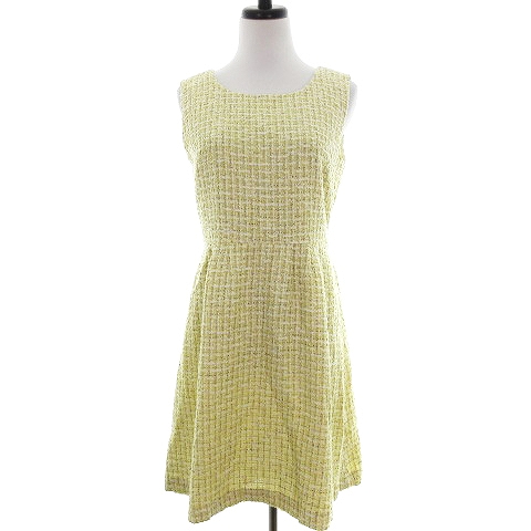 ソアリーク Soareak ワンピース ひざ丈 ノースリーブ クルーネック フレア 薄手 コットン ツイード 38 黄 イエロー Mo レディース 192 ベクトルパーク