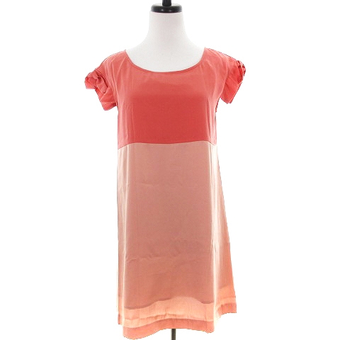 インデックス Index ワンピース ひざ丈 半袖 クルーネック 薄手 バックファスナー 切替 無地 ピンク Mm レディース 192 ベクトルパーク