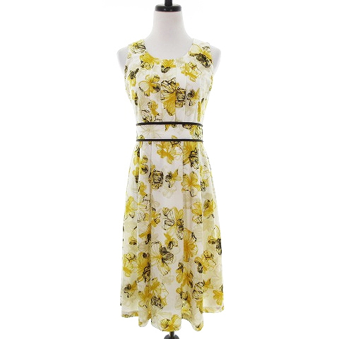 アンケート En Quete ワンピース ミモレ丈 ノースリーブ クルーネック 花柄 9 黄 白 イエロー ホワイト Mo レディース 192 ベクトルパーク