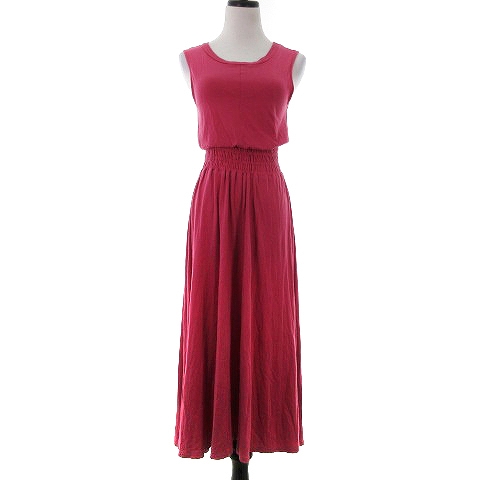 フレイアイディー Fray I D ワンピース ロング ノースリーブ クルーネック アシンメトリー 薄手 シャーリング 無地 0 ピンク M2 レディース 192 ベクトルパーク