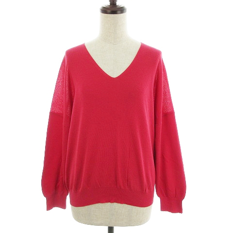 オペークドットクリップ Opaque Clip Tokyo ニット カットソー 長袖 Vネック ドロップショルダー 薄手 コットン 無地 L ピンク トップス Nf レディース 192 ベクトルパーク