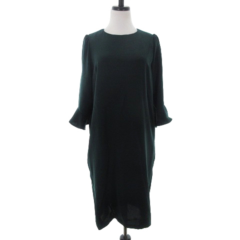 オリカ Olika ワンピース ミモレ丈 七分袖 クルーネック バックファスナー 薄手 無地 F 緑 グリーン Mo レディース 192 ベクトルパーク