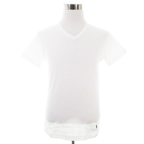 未使用品 ポロ ラルフローレン Polo Ralph Lauren Tシャツ カットソー 半袖 Vネック 薄手 コットン ロゴ 刺繍 ワンポイント M 白 ホワイト トップス Bt メンズ 192 ベクトルパーク