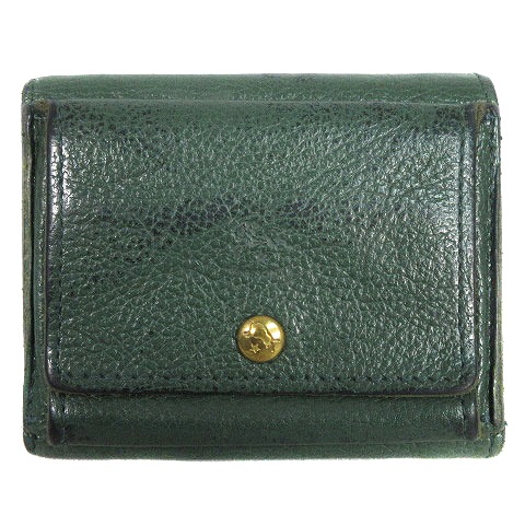 イルビゾンテ Il Bisonte 財布 三つ折り 小銭入れ レザー 型押し ロゴ 緑 グリーン 小物 Bt メンズ レディース 192 ベクトルパーク