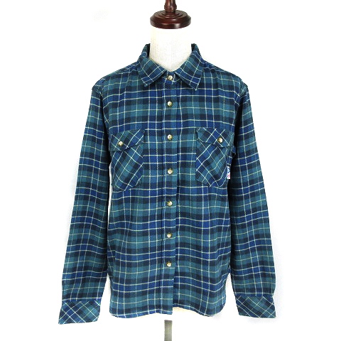 マウンテンイクイップメント Mountain Equipment シャツ カットソー 長袖 ステンカラー 薄手 コットン チェック S 緑 グリーン トップス Kh レディース 192 ベクトルパーク