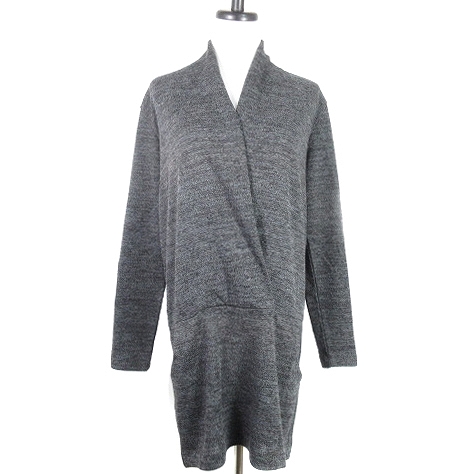 アーバンリサーチ ドアーズ Urban Research Doors ニットワンピース チュニック 長袖 Vネック カシュクール 薄手 総柄 F グレー 黒 ブラック Na レディース 192 ベクトルパーク