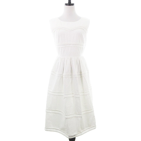 シュープリームララ Supreme La La Supreme Lala ワンピース ロング フレア ノースリーブ クルーネック バックファスナー 薄手 コットン レース M 白 ホワイト Bt レディース 192 ベクトルパーク