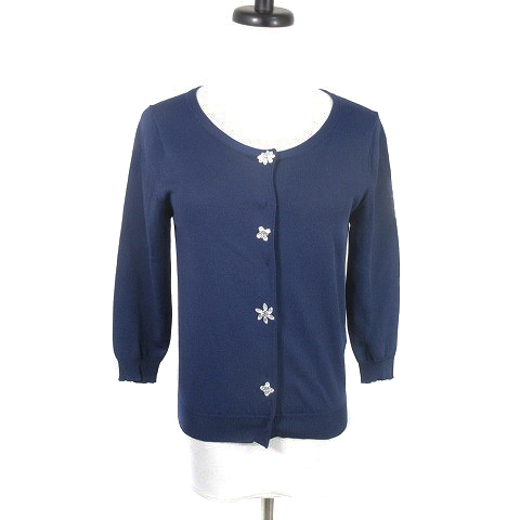ストロベリーフィールズ Strawberry Fields ニット カーディガン 七分袖 クルーネック 薄手 無地 紺 ネイビー トップス Na レディース 192 ベクトルパーク