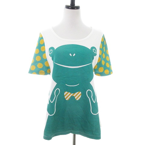 フラボア Frapbois Tシャツ カットソー 半袖 クルーネック コットン 薄手 総柄 カエル 1 白 緑 ホワイト グリーン トップス Na レディース 192 ベクトルパーク