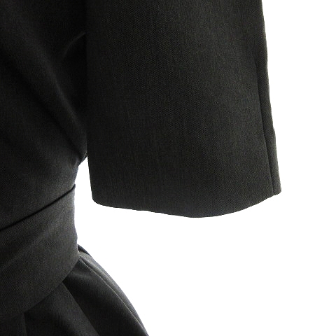 ボルニー Borny ワンピース ひざ丈 半袖 クルーネック バックファスナー リボン 切替 シアー 薄手 無地 S グレー Mo レディース 192 ベクトルパーク