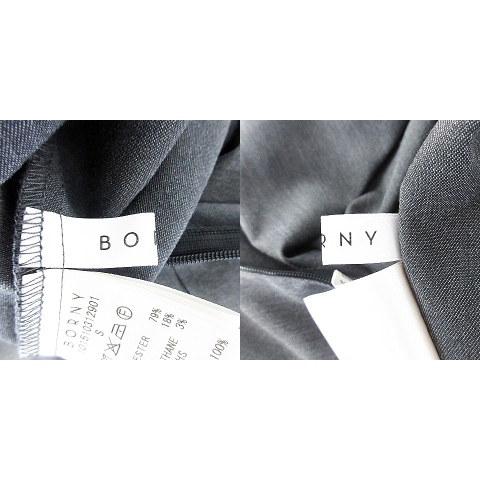 ボルニー Borny ワンピース ひざ丈 半袖 クルーネック バックファスナー リボン 切替 シアー 薄手 無地 S グレー Mo レディース 192 ベクトルパーク