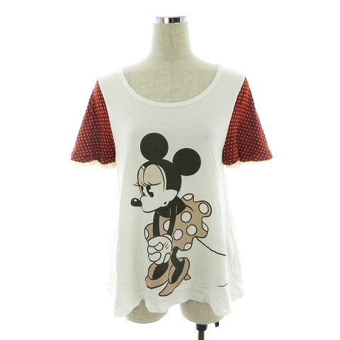 フラボア Frapbois ディズニー Disney Tシャツ カットソー 半袖 クルーネック 薄手 コットン プリント 1 白 赤 ホワイト レッド トップス Mo レディース 192 ベクトルパーク