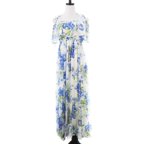 イング Ingni ワンピース ロング フレア 半袖 オフショルダー ウエストゴム 薄手 花柄 M 白 ホワイト Ck レディース 192 ベクトルパーク