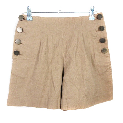 マウジー Moussy パンツ ショート ショーパン サイドファスナー タック コットン 麻混 リネン混 薄手 無地 1 ベージュ ボトムス Na レディース 192 ベクトルパーク