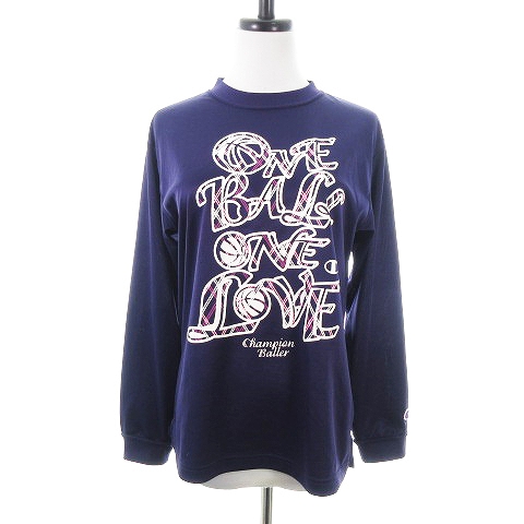 チャンピオン Champion スポーツウエア バスケウエア Tシャツ カットソー 長袖 クルーネック スリット 薄手 プリント M 紫 白 パープル ホワイト トップス Na レディース 192 ベクトルパーク