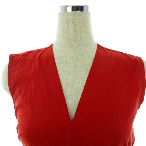 ユニクロ Uniqlo And ルメール Lemaire ワンピース ミモレ丈 ノースリーブ Vネック リボン コットン 薄手 無地 S 赤 レッド Mo レディース 192 ベクトルパーク