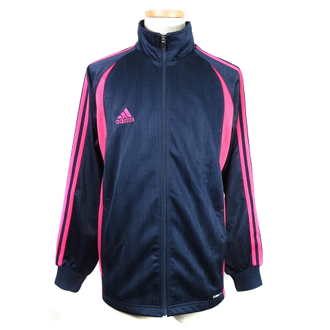 アディダス Adidas Climalite スポーツウェア トラックジャケット ジャージ 長袖 スタンドカラー ジップアップ 薄手 ライン ロゴ L 紺 ネイビー ピンク アウター Na メンズ 192 ベクトルパーク